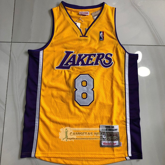 Camiseta Los Angeles Lakers Kobe Bryant NO 8 Mitchell & Ness 1999-00 Amarillo